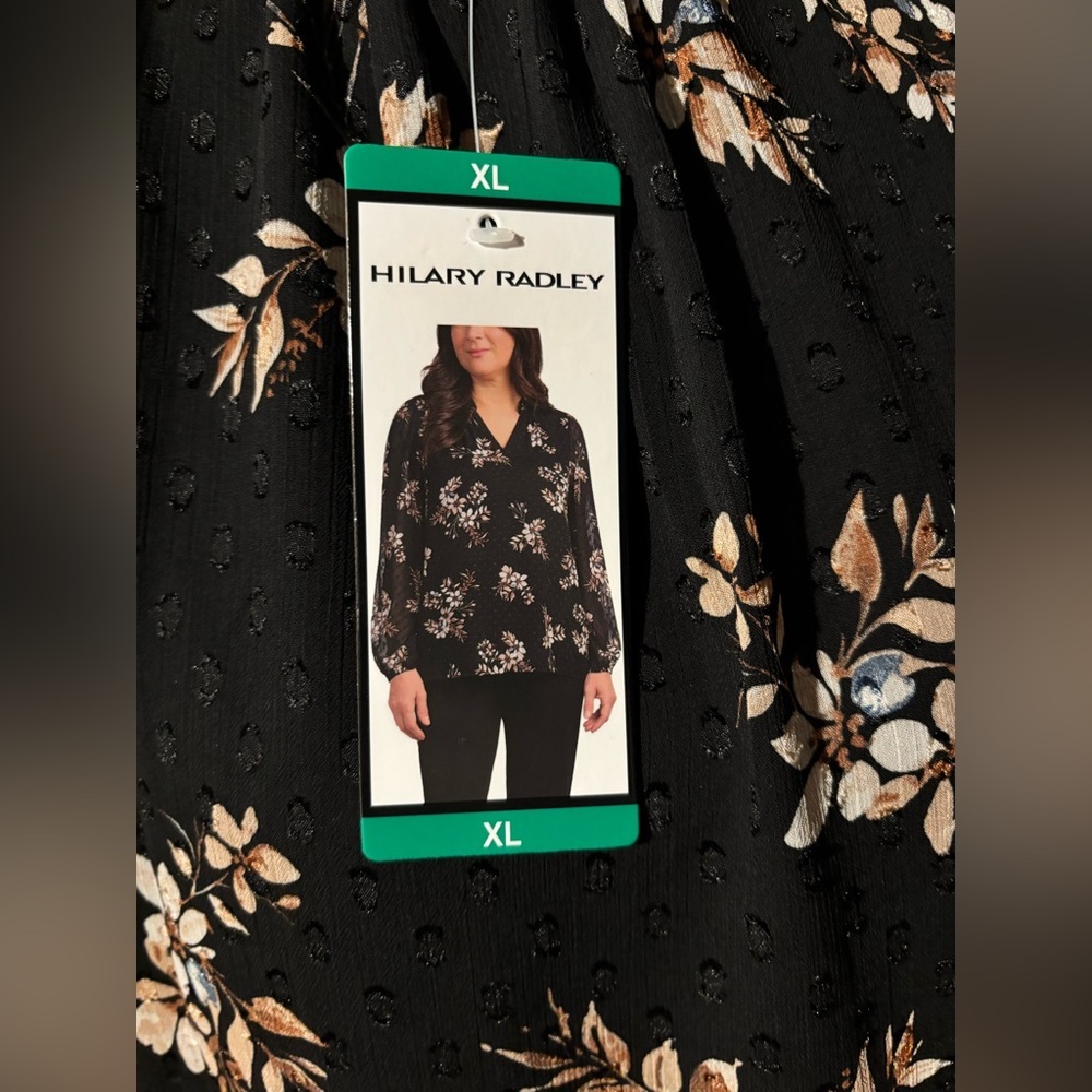 Hilary Radley Black and Tan Floral Top - Picture 6 of 9